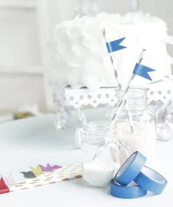 HIER_5170 5 Pack | 5 Yards Royal Blue Washi Glitter Tape | Self Adhesive Craft Decorative Tape