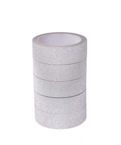 HIER_5170 5 Pack | 5 Yards Silver Washi Glitter Tape | Self Adhesive Craft Decorative Tape Chargers & Centerpieces 25 HIER_5170 5 Pack | 5 Yards Silver Washi Glitter Tape | Self Adhesive Craft Decorative Tape Chargers & Centerpieces