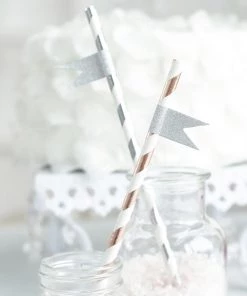 HIER_5170 5 Pack | 5 Yards Silver Washi Glitter Tape | Self Adhesive Craft Decorative Tape Chargers & Centerpieces