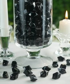 HIER_4830 300 Pack Black Large Acrylic Ice Bead Vase Fillers Table Decoration