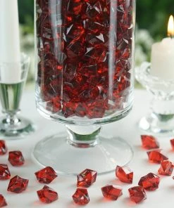 HIER_4830 Chargers & Centerpieces 300 Pack Burgundy Large Acrylic Ice Bead Vase Fillers Table Decoration