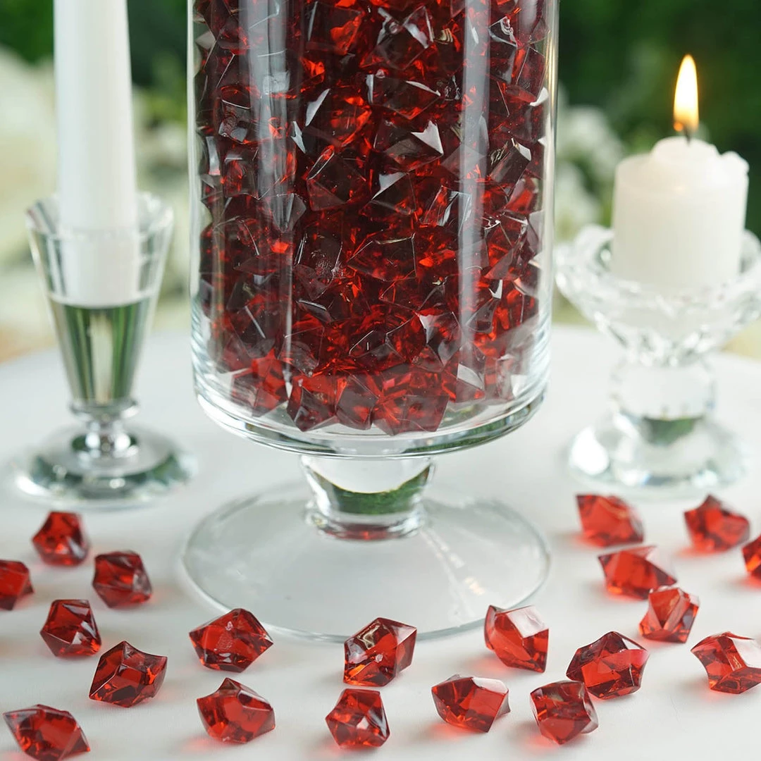 HIER_4830 Chargers & Centerpieces 300 Pack Burgundy Large Acrylic Ice Bead Vase Fillers Table Decoration 1 HIER_4830 Chargers & Centerpieces 300 Pack Burgundy Large Acrylic Ice Bead Vase Fillers Table Decoration