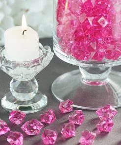 HIER_4830 300 Pack Fuchsia Large Acrylic Ice Bead Vase Fillers Table Decoration