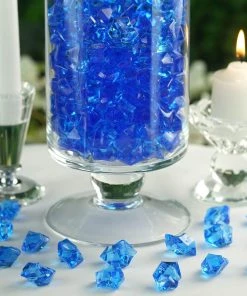 HIER_4830 300 Pack Ocean Blue Large Acrylic Ice Bead Vase Fillers Table Decoration