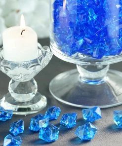 HIER_4830 300 Pack Ocean Blue Large Acrylic Ice Bead Vase Fillers Table Decoration