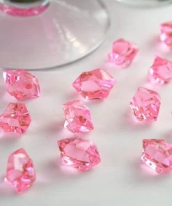 HIER_4830 Chargers & Centerpieces 300 Pack Pink Large Acrylic Ice Bead Vase Fillers Table Decoration
