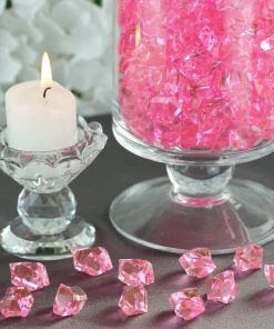 HIER_4830 Chargers & Centerpieces 300 Pack Pink Large Acrylic Ice Bead Vase Fillers Table Decoration