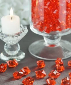 HIER_4830 300 Pack Red Large Acrylic Ice Bead Vase Fillers Table Decoration