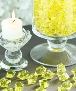 HIER_4830 300 Pack Yellow Large Acrylic Ice Bead Vase Fillers Table Decoration