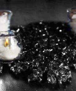HIER_4830 400 Pack Black Mini Acrylic Ice Bead Vase Fillers Table Decoration