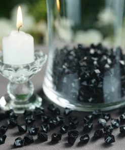 HIER_4830 400 Pack Black Mini Acrylic Ice Bead Vase Fillers Table Decoration