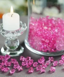 HIER_4830 400 Pack Fuchsia Mini Acrylic Ice Bead Vase Fillers Table Decoration Chargers & Centerpieces