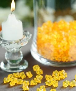 HIER_4830 400 Pack Gold Mini Acrylic Ice Bead Vase Fillers Table Decoration Chargers & Centerpieces