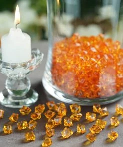 HIER_4830 400 Pack Orange Mini Acrylic Ice Bead Vase Fillers Table Decoration