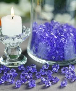 HIER_4830 Chargers & Centerpieces 400 Pack Purple Mini Acrylic Ice Bead Vase Fillers Table Decoration