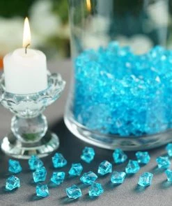 HIER_4830 400 Pack Turquoise Mini Acrylic Ice Bead Vase Fillers Table Decoration
