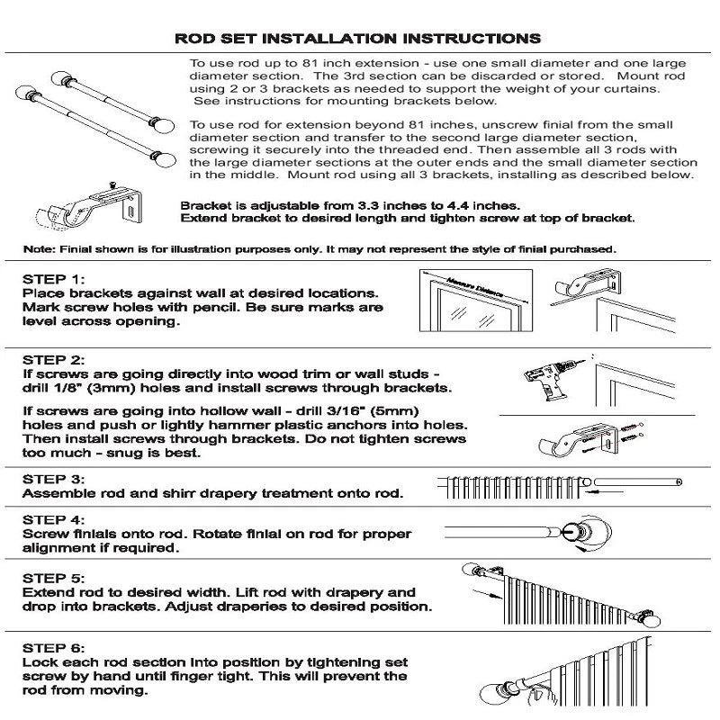 HIER_3160 42"-126" Adjustable Curtain Rod Set, Chocolate Brown, Marble Finials Home Décor 12 HIER_3160 42"-126" Adjustable Curtain Rod Set, Chocolate Brown, Marble Finials Home Décor