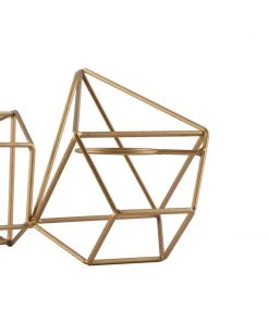 HIER_4330 16" Gold Geometric Candle Holder Set | Linked Metal Geometric Centerpieces With Votive Glass Holders 27 HIER_4330 16