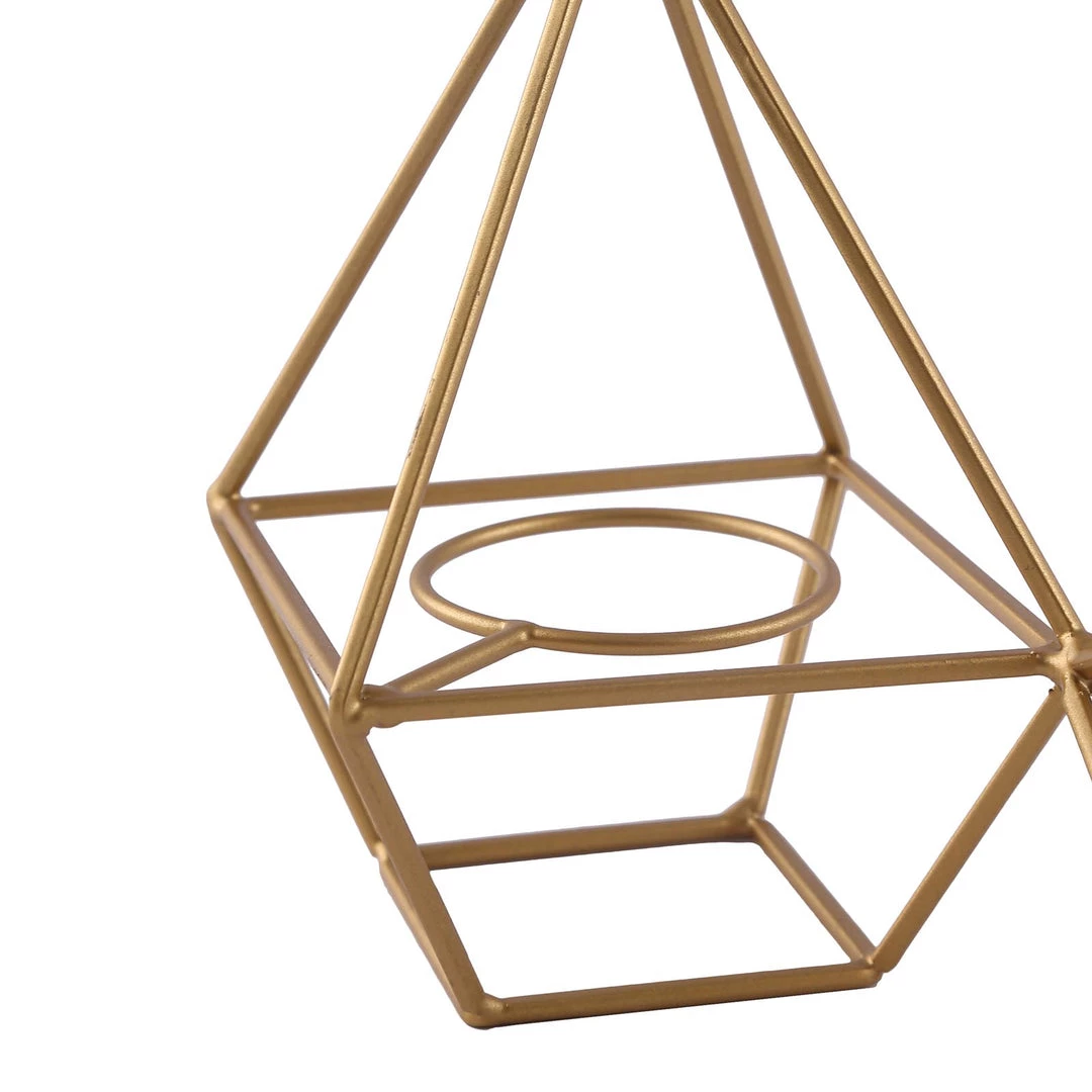 HIER_4330 16" Gold Geometric Candle Holder Set | Linked Metal Geometric Centerpieces With Votive Glass Holders 14 HIER_4330 16" Gold Geometric Candle Holder Set | Linked Metal Geometric Centerpieces With Votive Glass Holders