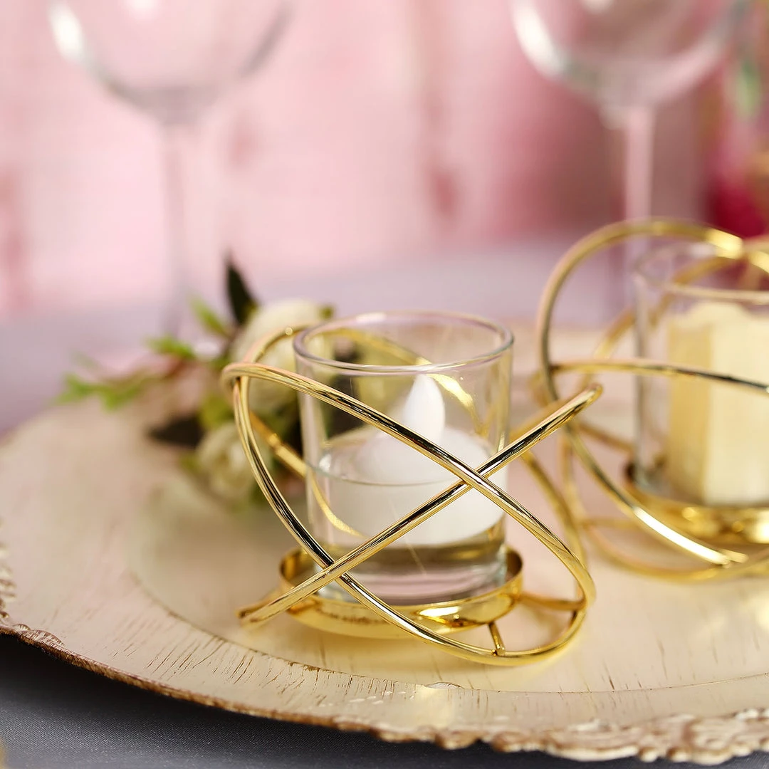 HIER_4330 Set Of 3 | 3" Gold Geometric Flower Vase Centerpiece | Votive Candle Holders With Glass Votives Chargers & Centerpieces 13 HIER_4330 Set Of 3 | 3" Gold Geometric Flower Vase Centerpiece | Votive Candle Holders With Glass Votives Chargers & Centerpieces