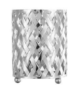 HIER_4310 2 Pack | 4" Metal Silver Candle Holder Set | Criss Cross Design Votive Holder | Wedding Table Centerpieces Chargers & Centerpieces 24 HIER_4310 2 Pack | 4