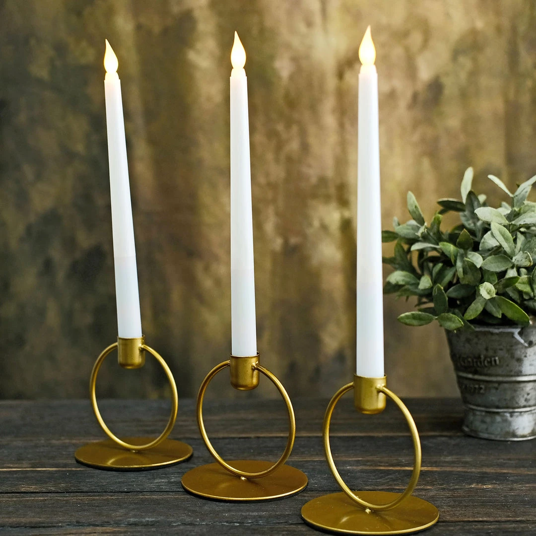 HIER_4310 3 Pack | 4" Gold Metal Ring Taper Candle Holders, Hoop Centerpiece Set Chargers & Centerpieces 5 HIER_4310 3 Pack | 4" Gold Metal Ring Taper Candle Holders, Hoop Centerpiece Set Chargers & Centerpieces