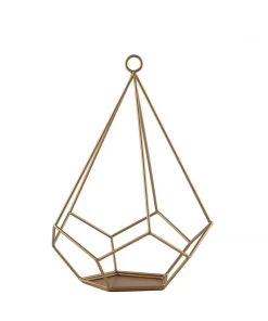 HIER_4330 2 Pack | 9" Gold Metal Pentagon Geometric Tealight Candle Holders | Geometric Flower Stand Centerpieces 41 HIER_4330 2 Pack | 9