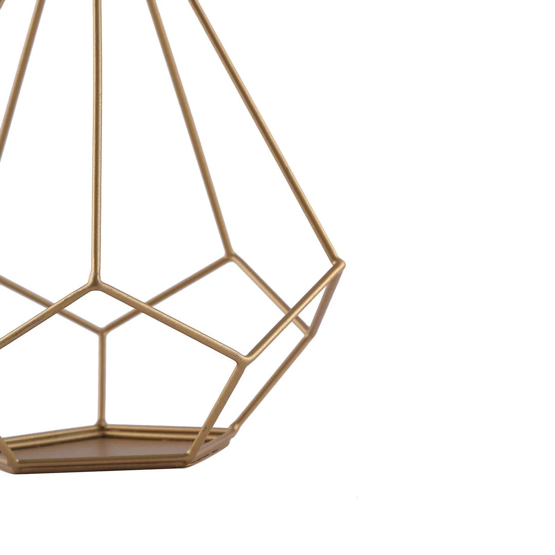 HIER_4330 2 Pack | 9" Gold Metal Pentagon Geometric Tealight Candle Holders | Geometric Flower Stand Centerpieces 18 HIER_4330 2 Pack | 9" Gold Metal Pentagon Geometric Tealight Candle Holders | Geometric Flower Stand Centerpieces