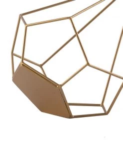 HIER_4330 2 Pack | 9" Gold Metal Pentagon Geometric Tealight Candle Holders | Geometric Flower Stand Centerpieces 39 HIER_4330 2 Pack | 9