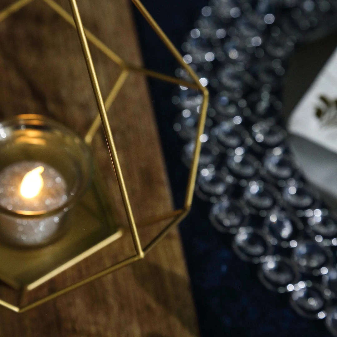 HIER_4330 2 Pack | 9" Gold Metal Pentagon Geometric Tealight Candle Holders | Geometric Flower Stand Centerpieces 12 HIER_4330 2 Pack | 9" Gold Metal Pentagon Geometric Tealight Candle Holders | Geometric Flower Stand Centerpieces