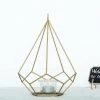 HIER_4330 2 Pack | 9" Gold Metal Pentagon Geometric Tealight Candle Holders | Geometric Flower Stand Centerpieces