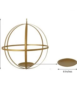 HIER_4330 Tabletop Decor 24" Gold Wrought Iron Folding Ball Floral Sphere | Geometric Hanging Vase Holder 16 HIER_4330 Tabletop Decor 24