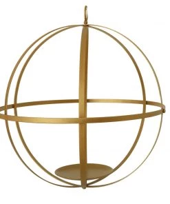 HIER_4330 Tabletop Decor 24" Gold Wrought Iron Folding Ball Floral Sphere | Geometric Hanging Vase Holder 25 HIER_4330 Tabletop Decor 24