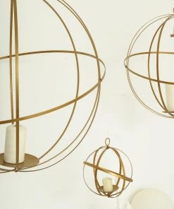 HIER_4330 Tabletop Decor 24" Gold Wrought Iron Folding Ball Floral Sphere | Geometric Hanging Vase Holder 23 HIER_4330 Tabletop Decor 24