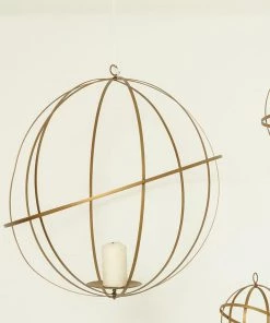 HIER_4330 Tabletop Decor 24" Gold Wrought Iron Folding Ball Floral Sphere | Geometric Hanging Vase Holder 19 HIER_4330 Tabletop Decor 24