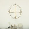 HIER_4330 Tabletop Decor 24" Gold Wrought Iron Folding Ball Floral Sphere | Geometric Hanging Vase Holder