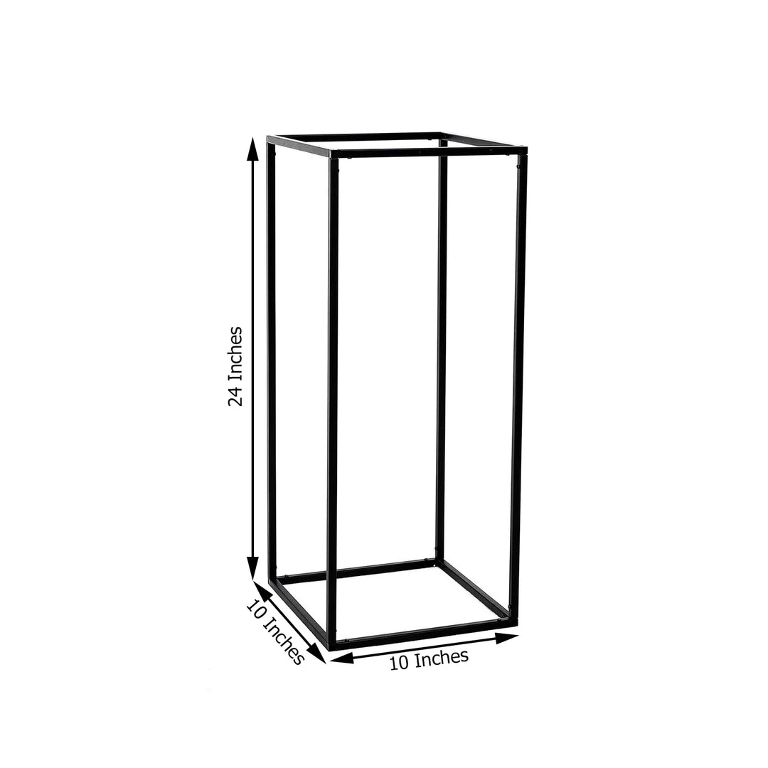 HIER_4820 2 Pack | 24" Matte Black Wedding Flower Stand | Metal Vase Column Stand | Geometric Centerpiece Vase 3 HIER_4820 2 Pack | 24" Matte Black Wedding Flower Stand | Metal Vase Column Stand | Geometric Centerpiece Vase