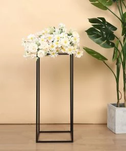 HIER_4820 2 Pack | 24" Matte Black Wedding Flower Stand | Metal Vase Column Stand | Geometric Centerpiece Vase 21 HIER_4820 2 Pack | 24