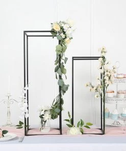 HIER_4820 2 Pack | 24" Matte Black Wedding Flower Stand | Metal Vase Column Stand | Geometric Centerpiece Vase 23 HIER_4820 2 Pack | 24