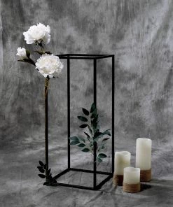 HIER_4820 2 Pack | 24" Matte Black Wedding Flower Stand | Metal Vase Column Stand | Geometric Centerpiece Vase 24 HIER_4820 2 Pack | 24