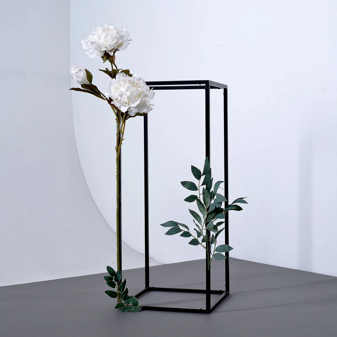 HIER_4820 2 Pack | 24" Matte Black Wedding Flower Stand | Metal Vase Column Stand | Geometric Centerpiece Vase 1 HIER_4820 2 Pack | 24" Matte Black Wedding Flower Stand | Metal Vase Column Stand | Geometric Centerpiece Vase