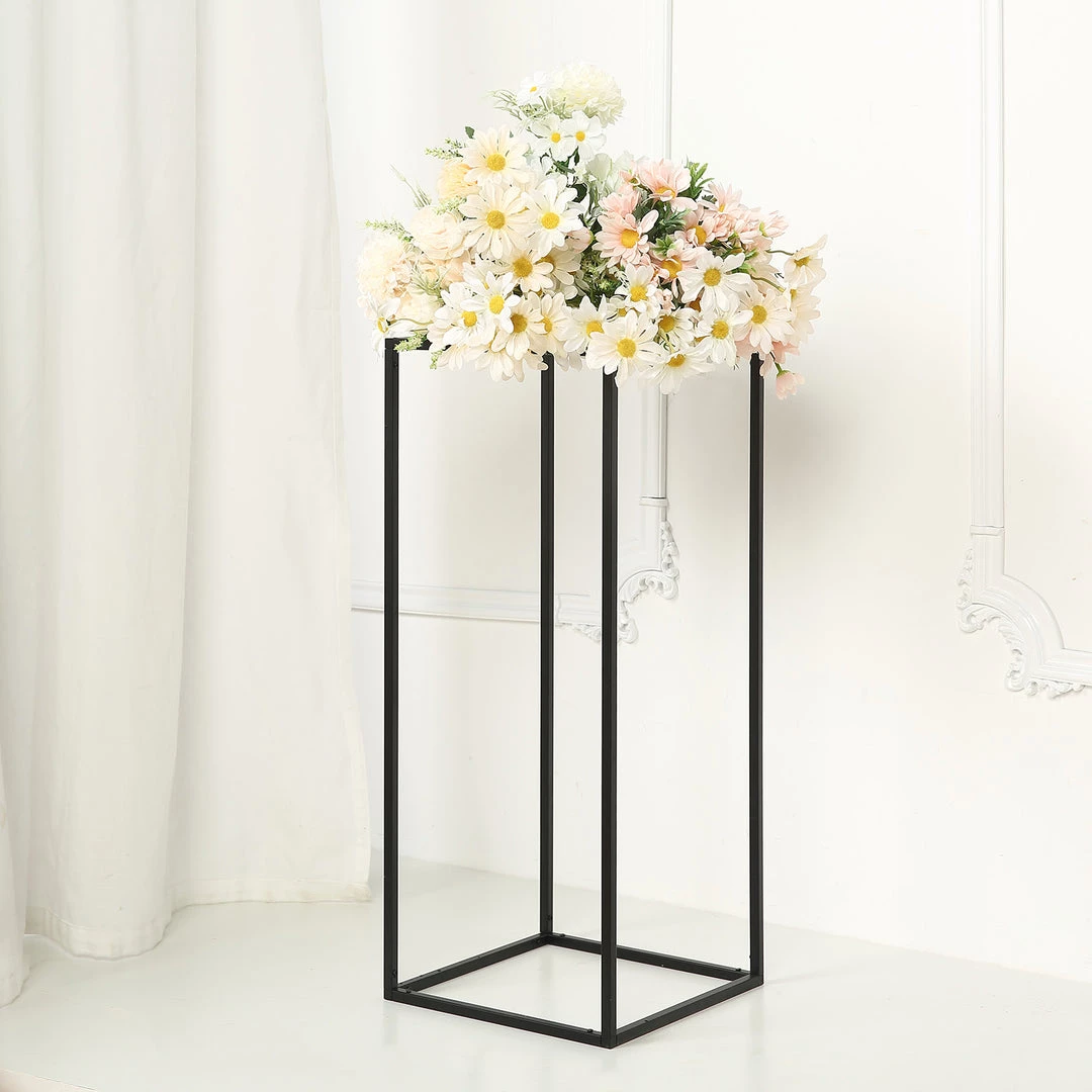 HIER_4820 2 Pack | 24" Matte Black Wedding Flower Stand | Metal Vase Column Stand | Geometric Centerpiece Vase 6 HIER_4820 2 Pack | 24" Matte Black Wedding Flower Stand | Metal Vase Column Stand | Geometric Centerpiece Vase