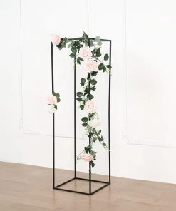 HIER_4820 2 Pack | 48" Matte Black Metal Wedding Flower Stand | Geometric Centerpiece Vases Chargers & Centerpieces