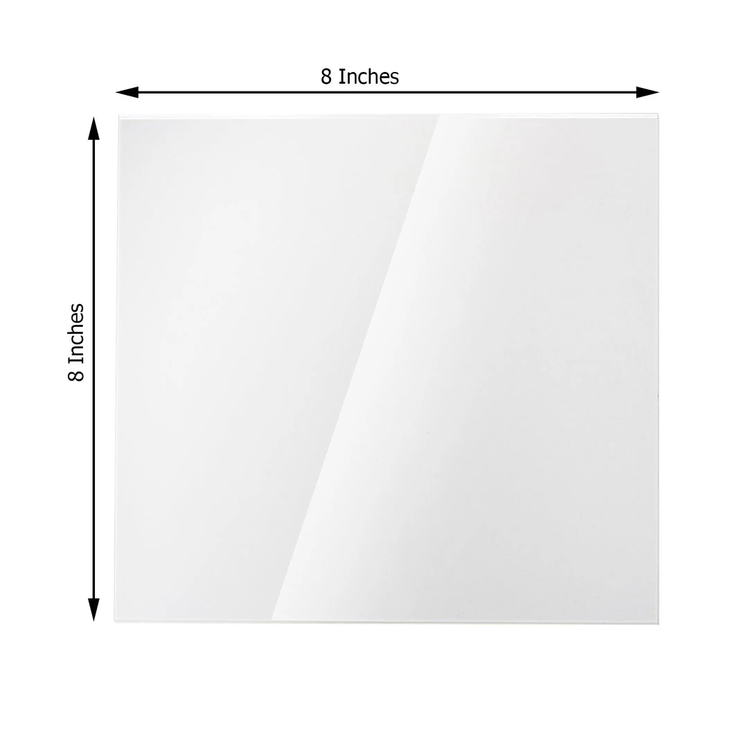 HIER_5170 2 Pack 8"x8" Plexiglass Sheets, 3mm Thick Clear Acrylic Sheets With Protective Film Chargers & Centerpieces 3 HIER_5170 2 Pack 8"x8" Plexiglass Sheets, 3mm Thick Clear Acrylic Sheets With Protective Film Chargers & Centerpieces