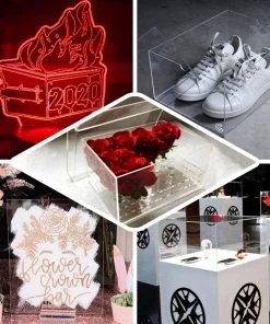 HIER_5170 2 Pack 8"x8" Plexiglass Sheets, 3mm Thick Clear Acrylic Sheets With Protective Film Chargers & Centerpieces 17 HIER_5170 2 Pack 8