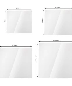 HIER_5170 Chargers & Centerpieces 4 Pack | Plexiglass Sheets, 3mm Thick Clear Acrylic Sheets With Protective Film - Assorted Size