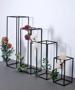HIER_4820 Chargers & Centerpieces Set Of 4 | Matte Black Wedding Flower Stand | Metal Vase Column Stand | Geometric Centerpiece Vase - 16"| 24"| 32"| 40" 22 HIER_4820 Chargers & Centerpieces Set Of 4 | Matte Black Wedding Flower Stand | Metal Vase Column Stand | Geometric Centerpiece Vase - 16