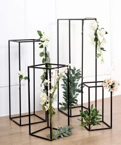 HIER_4820 Chargers & Centerpieces Set Of 4 | Matte Black Wedding Flower Stand | Metal Vase Column Stand | Geometric Centerpiece Vase - 16"| 24"| 32"| 40" 25 HIER_4820 Chargers & Centerpieces Set Of 4 | Matte Black Wedding Flower Stand | Metal Vase Column Stand | Geometric Centerpiece Vase - 16