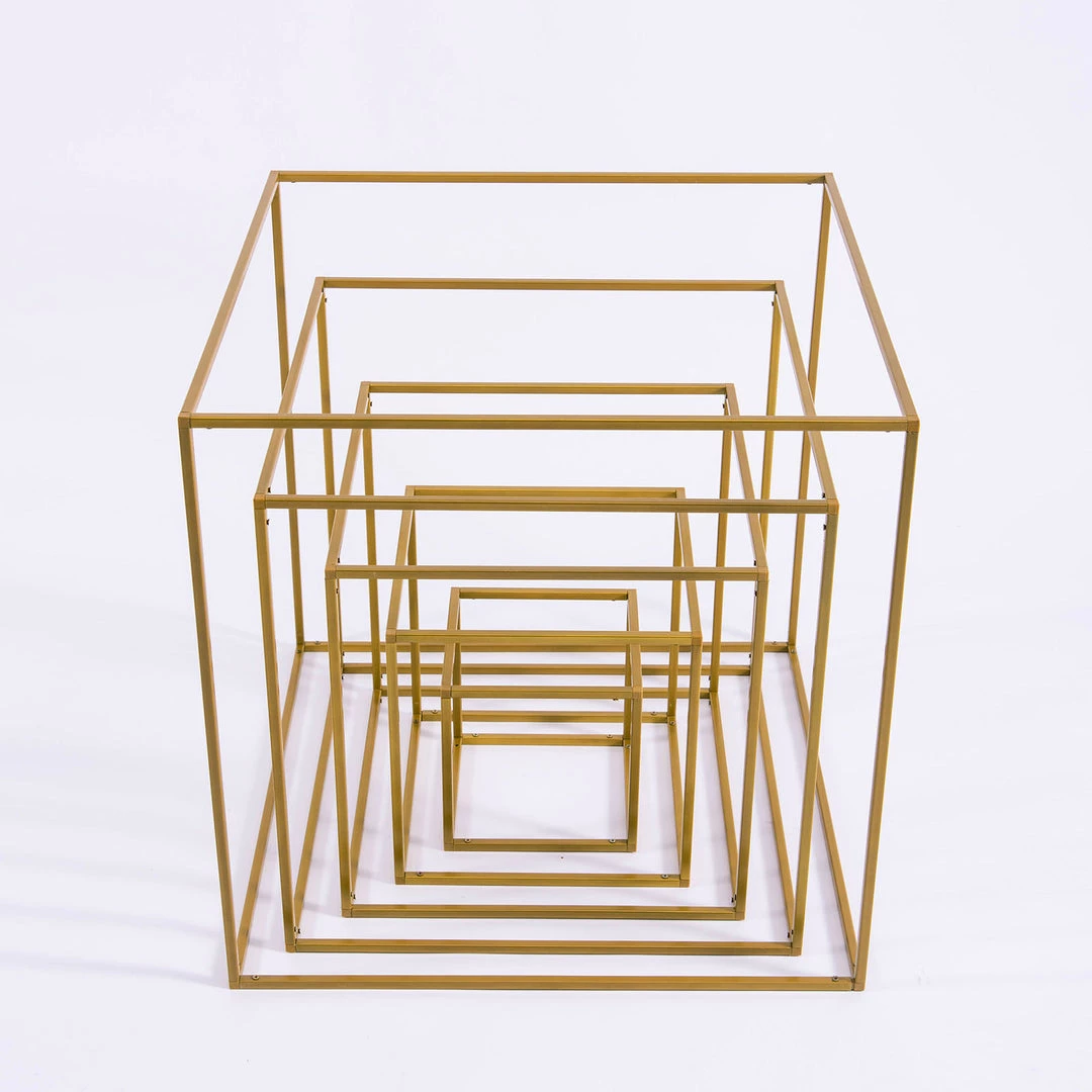 HIER_4330 2 Pack | 20" Square Gold Metal Wedding Flower Stand | Geometric Centerpiece Vases 11 HIER_4330 2 Pack | 20" Square Gold Metal Wedding Flower Stand | Geometric Centerpiece Vases