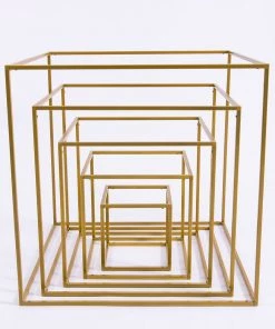 HIER_4330 2 Pack | 20" Square Gold Metal Wedding Flower Stand | Geometric Centerpiece Vases 31 HIER_4330 2 Pack | 20